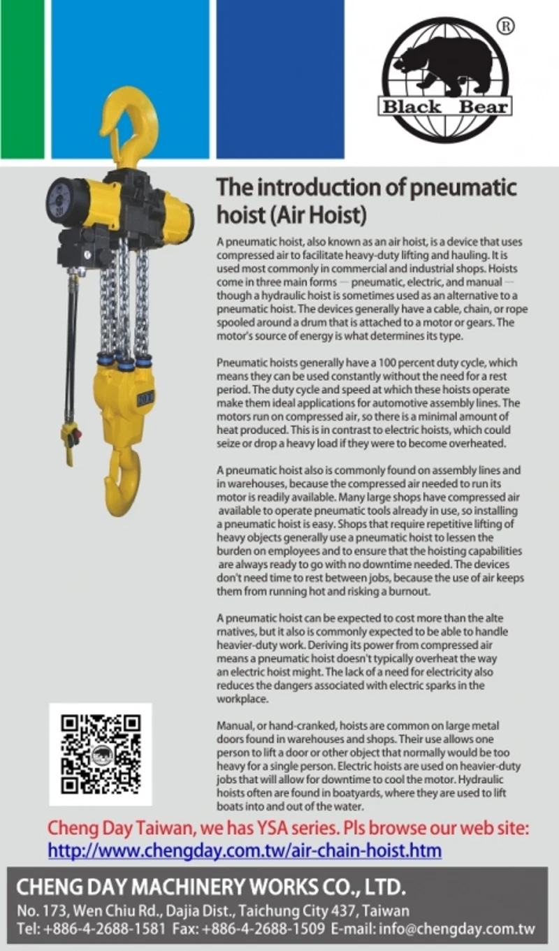 EDM-The Introduction of Pneumatic Hoist (Air Hoist)